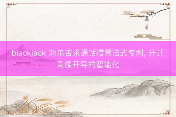 blackjack 海尔苦求通话措置法式专利, 升迁录像开导的智能化