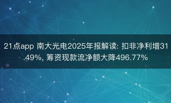 21点app 南大光电2025年报解读: 扣非净利增31.49%, 筹资现款流净额大降496.77%